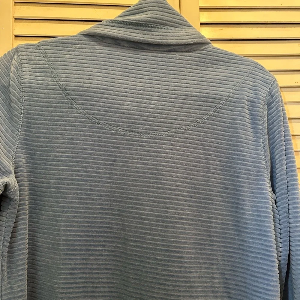 Susan Graver Light Blue Ribbed Jacket - Picture 5 of 6